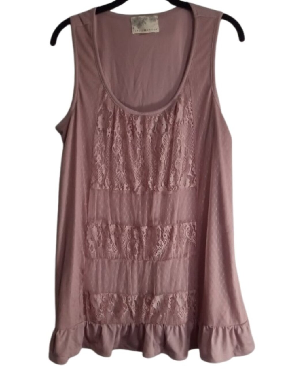 Debbie Morgan Top Womens Size XL Pink Lace Sleeveless Scoop Neck Tank
